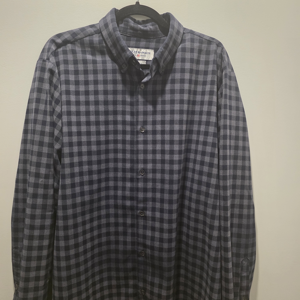 Mizzen & Main Men's Checkered Shirt - Black and‎ Gray -Made In USA - XL